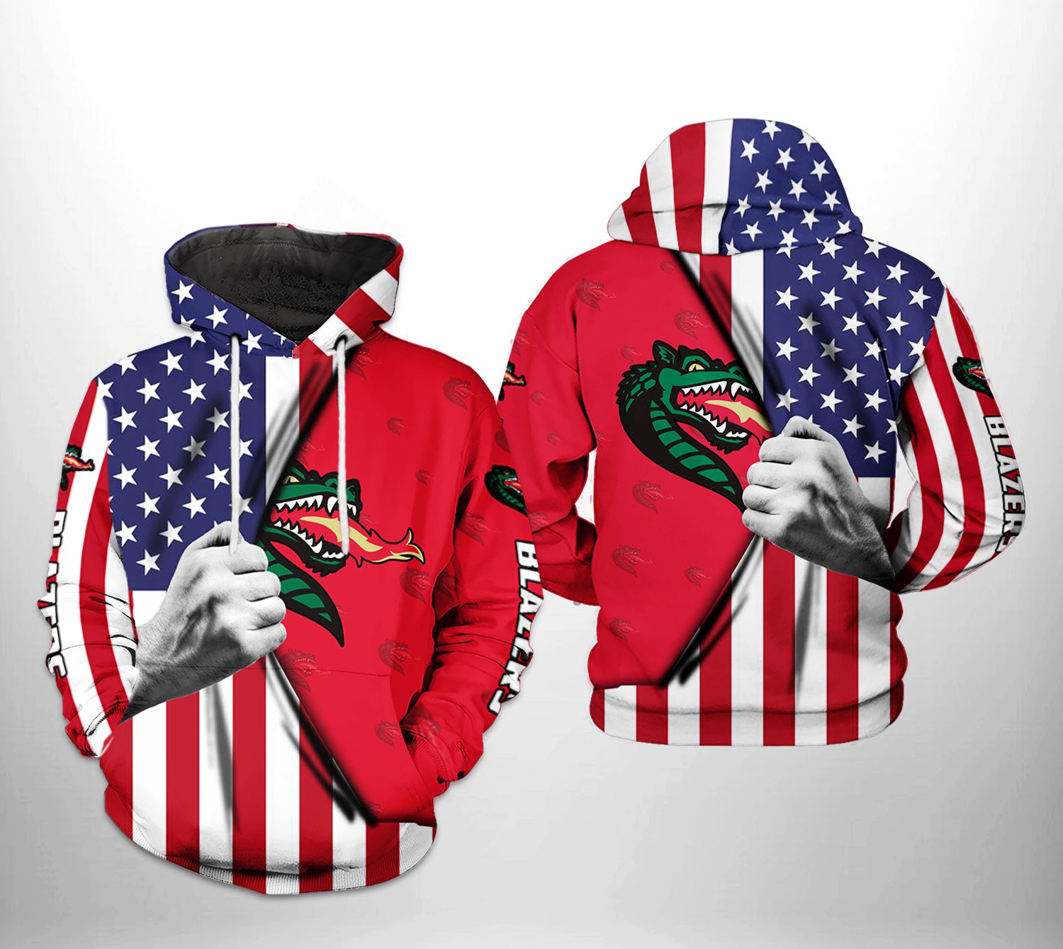 UAB Blazers NCAA US Flag 3D Printed Hoodie/Zipper Hoodie