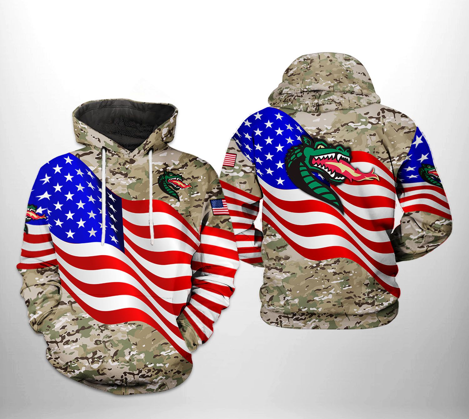 UAB Blazers NCAA US Flag Camo Veteran 3D Printed Hoodie/Zipper Hoodie