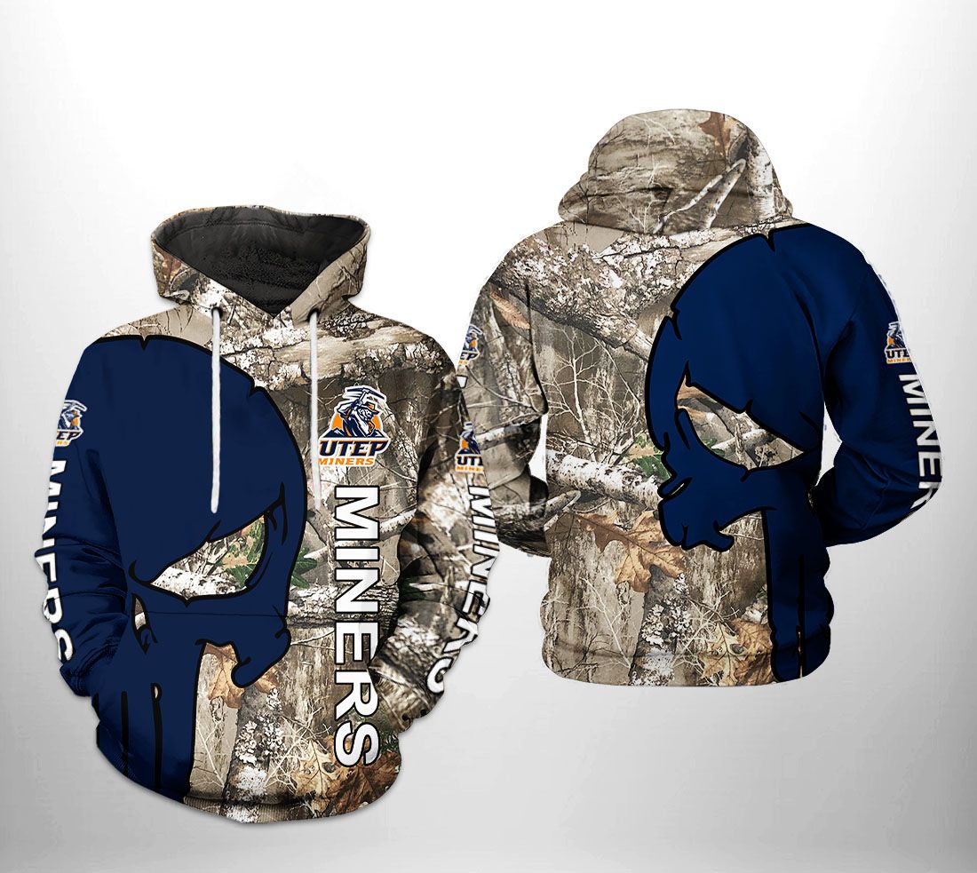 UTEP Miners NCAA Camo Veteran Hunting 3D Printed Hoodie/Zipper Hoodie