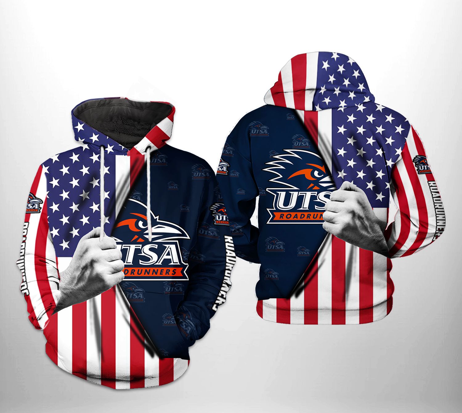 UTSA Roadrunners NCAA US Flag 3D Printed Hoodie/Zipper Hoodie