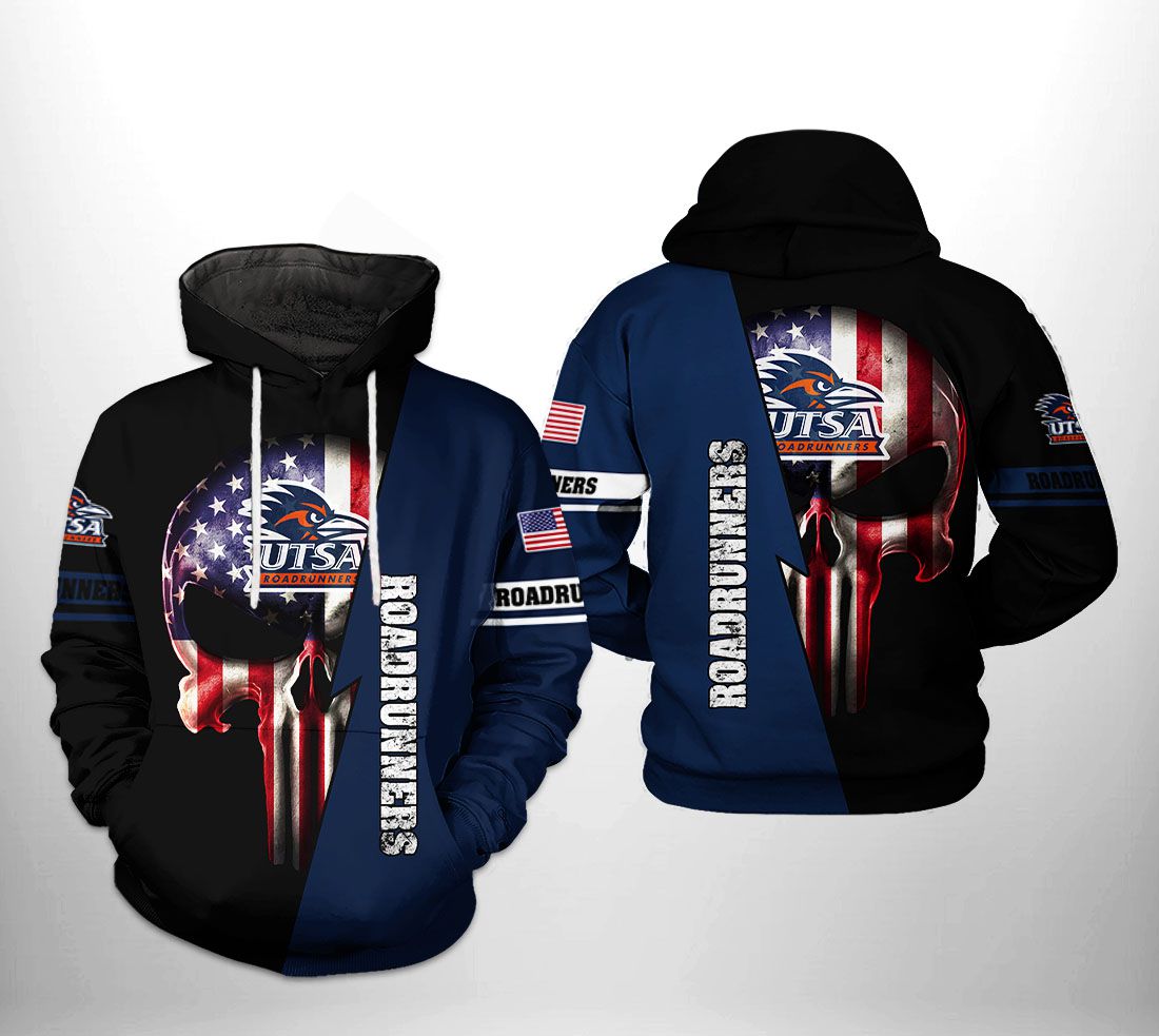 UTSA Roadrunners NCAA US Flag Skull 3D Printed Hoodie/Zipper Hoodie