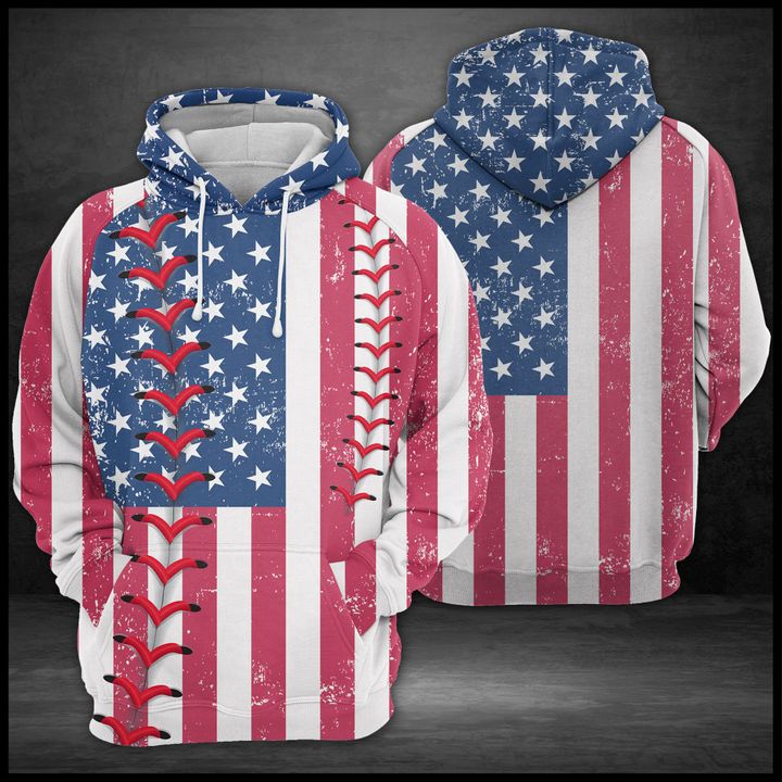 Us Flag Baseball 3D Printed Hoodie/Zipper Hoodie