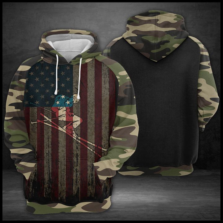 Us Flag Skiing 3D Printed Hoodie/Zipper Hoodie