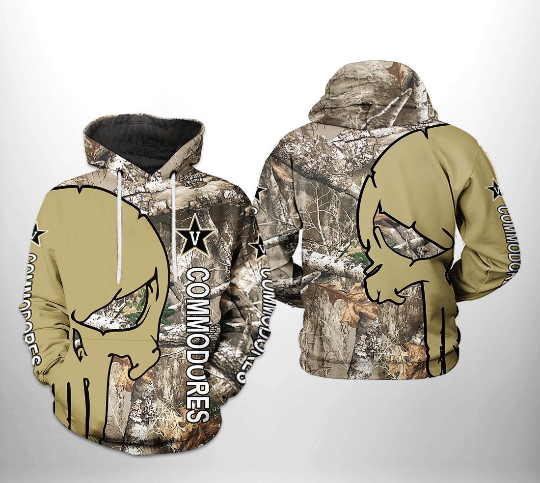 Vanderbilt Commodores NCAA Camo Veteran Hunting 3D Printed Hoodie/Zipper Hoodie