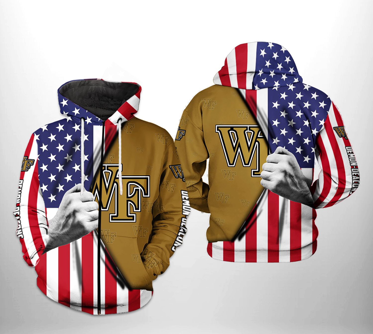 Wake Forest Demon Deacons NCAA US Flag 3D Printed Hoodie/Zipper Hoodie