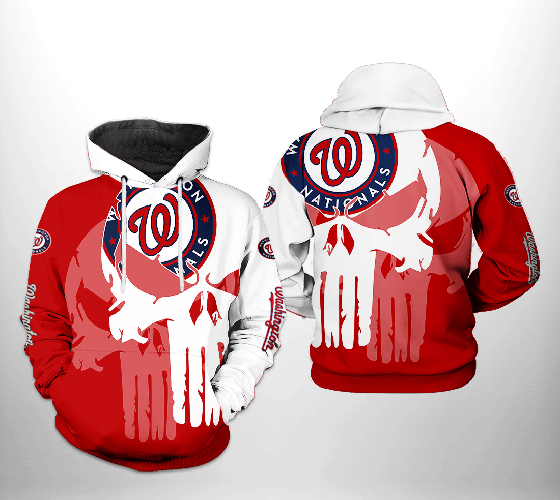 Washington Nationals MLB Team Skull 3D Printed Hoodie/Zipper Hoodie