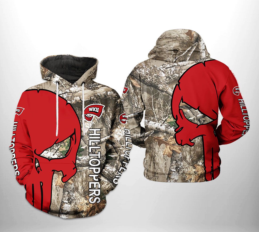 Western Kentucky Hilltoppers NCAA Camo Veteran Hunting 3D Printed Hoodie/Zipper Hoodie