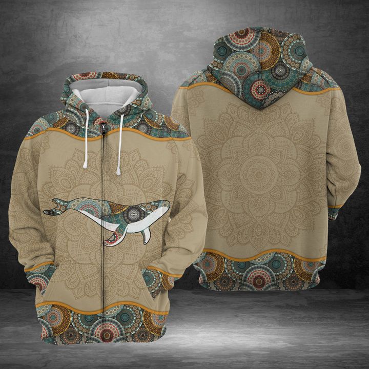 Whale Mandala 3D Printed Hoodie/Zipper Hoodie