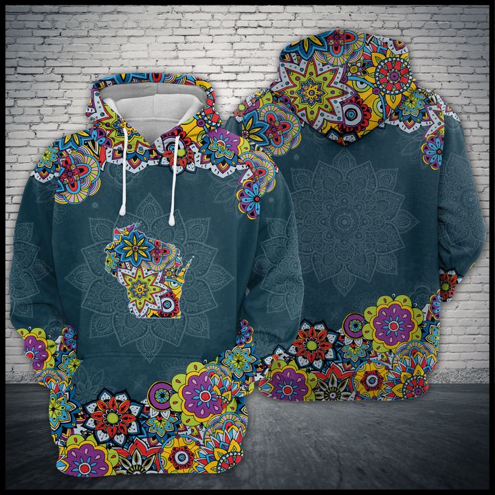 Wisconsin State Mandala 3D Printed Hoodie/Zipper Hoodie