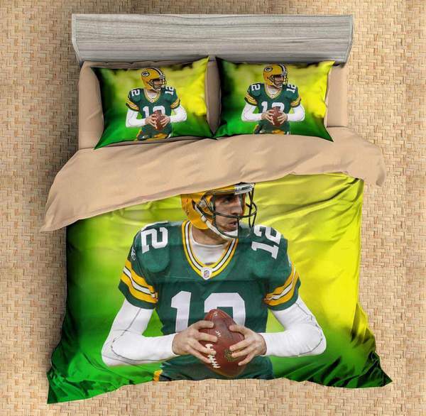 Aaron Rodgers Green Bay Packers Duvet Cover and Pillowcase Set Bedding Set