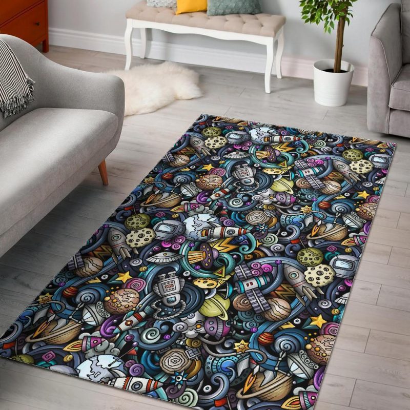 Alien Ufo Psychedelic Pattern Print Area Limited Edition Rug Carpet