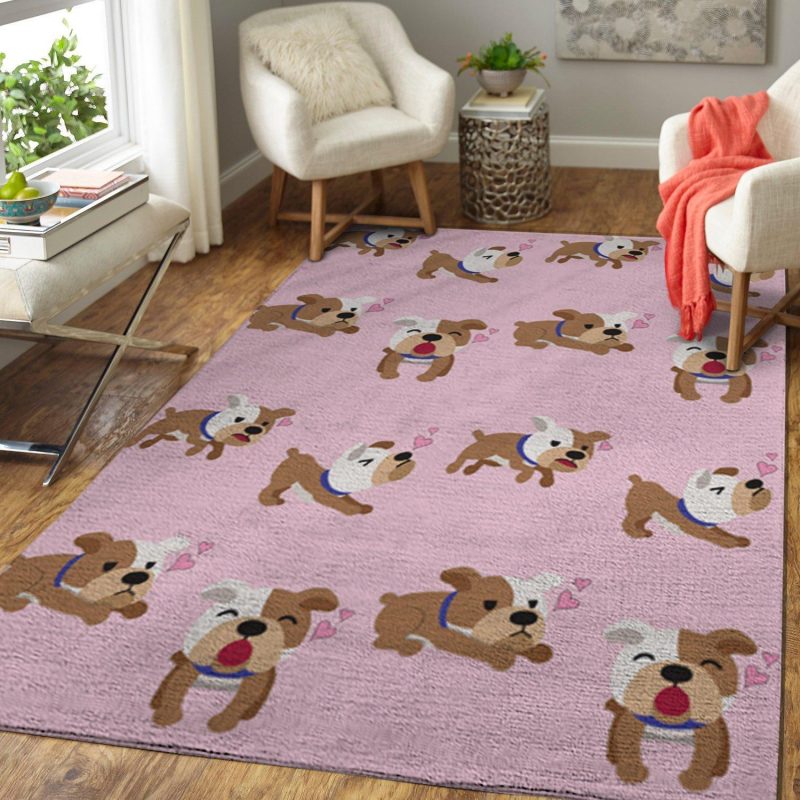 American Bulldog Pink Heart Limited Edition Rug Carpet Room