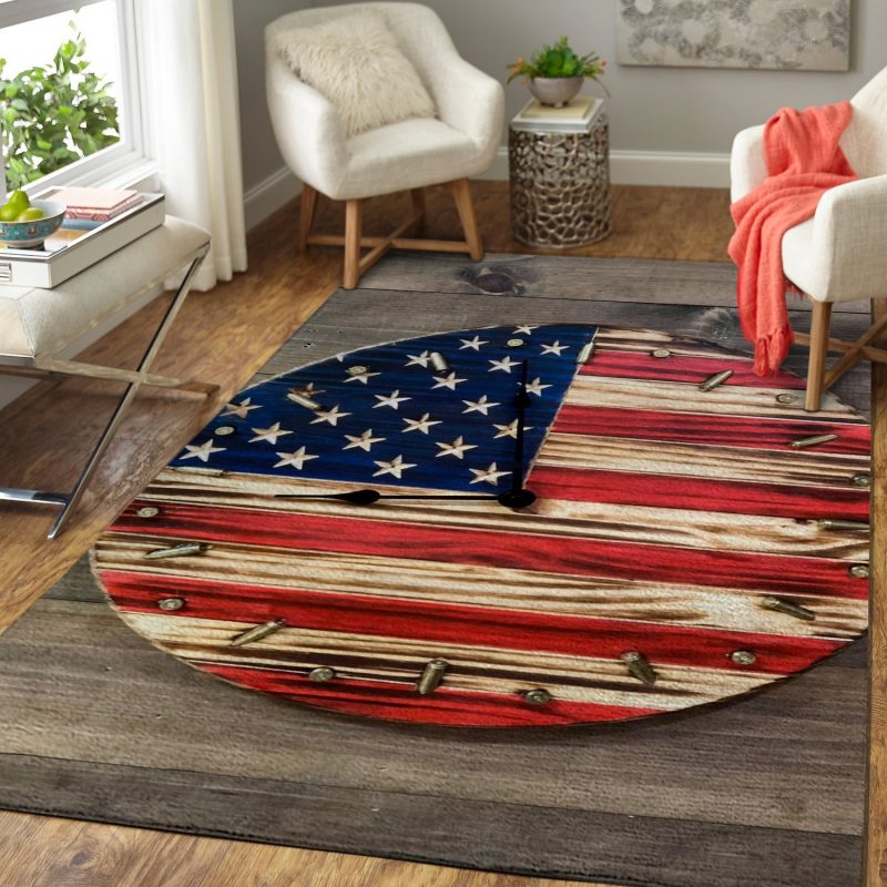 American Flag Clock Carpet Living Room Rugs