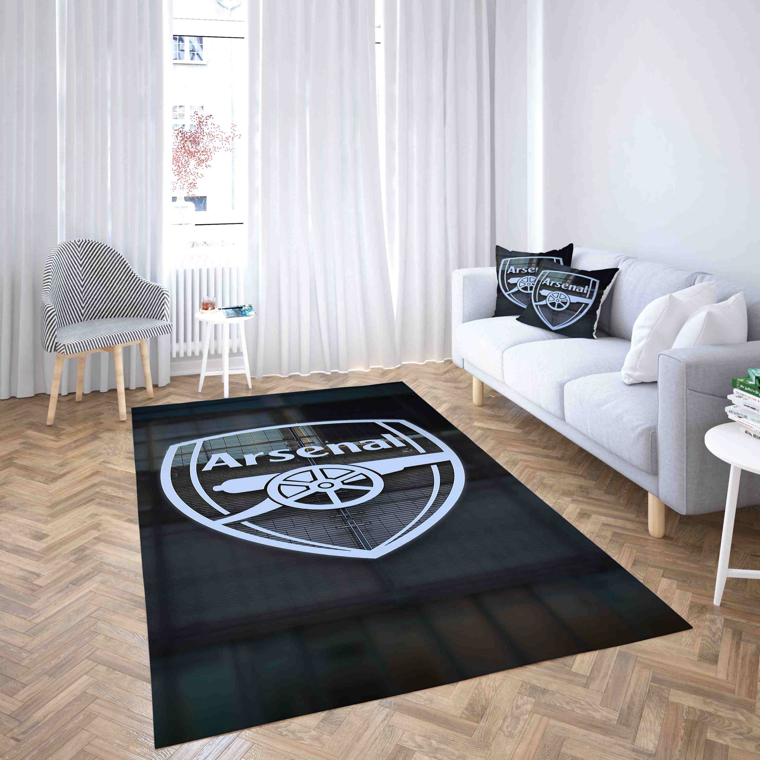 Arsenal Football Club Mysterious Black Carpet Living Room Rugs