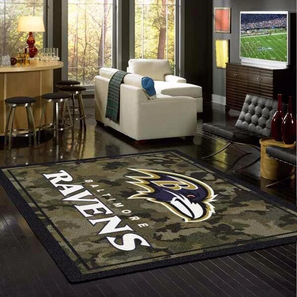 Baltimore Ravens Camo Carpet Living Room Rugs