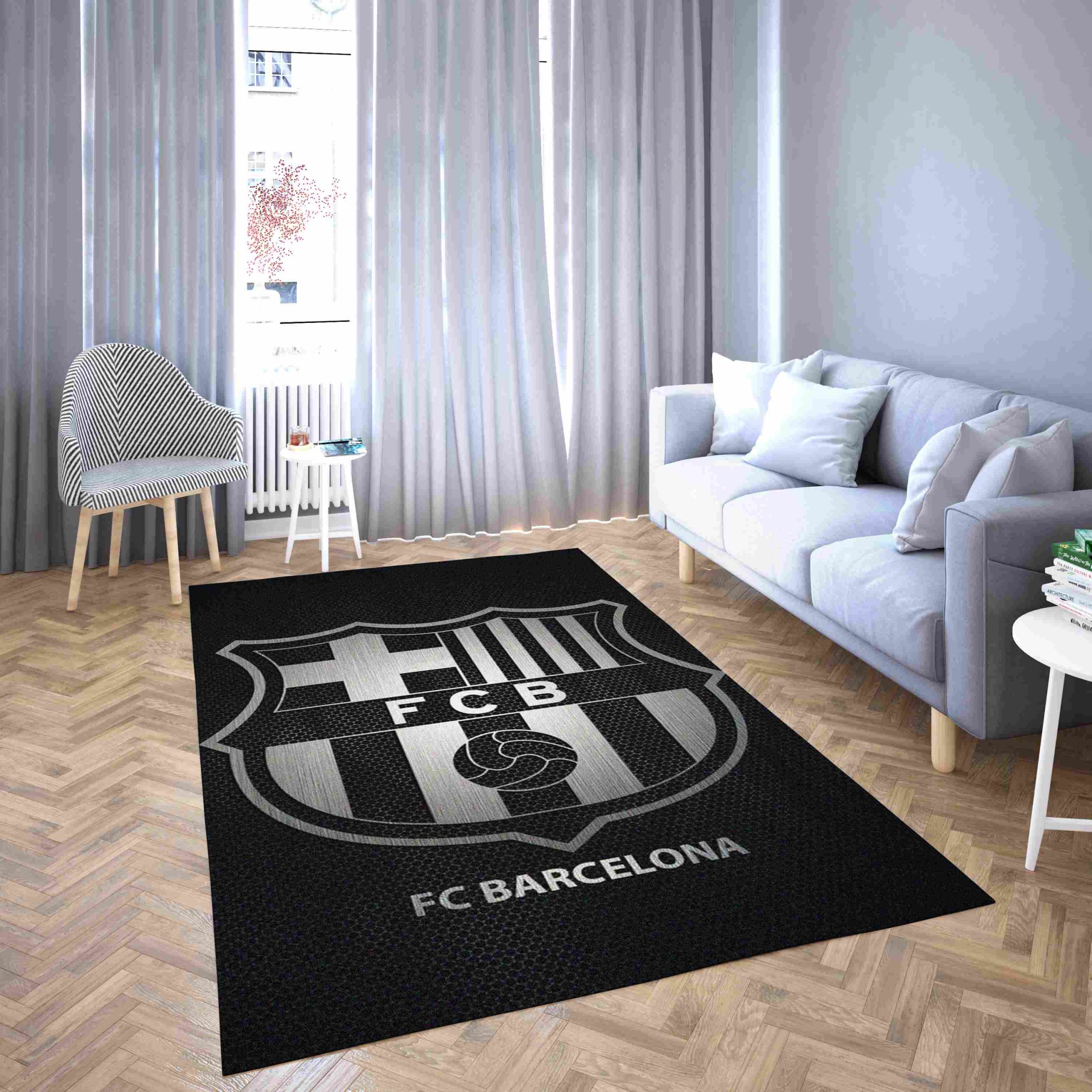 Barcelona Black And White Football Club Carpet Living Room Rugs