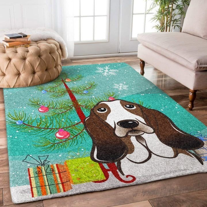 Basset Hound Christmas Living Room Rug Carpet