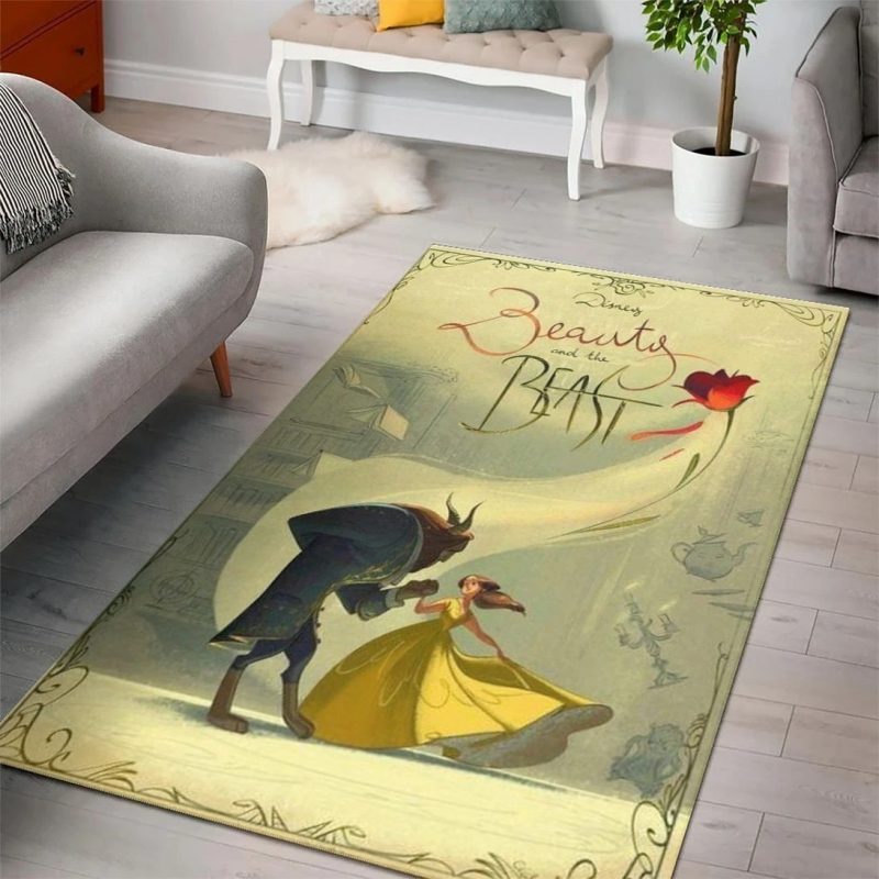 Beautiful and the beast disney princess characters disney movies rugs living room carpet