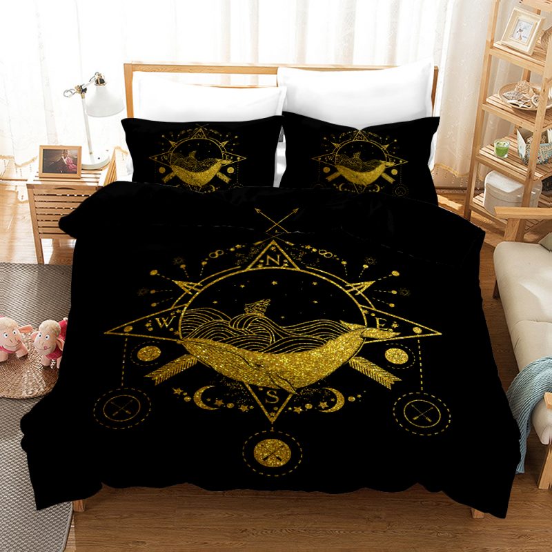 Black Gold 1 Duvet Cover and Pillowcase Set Bedding Set