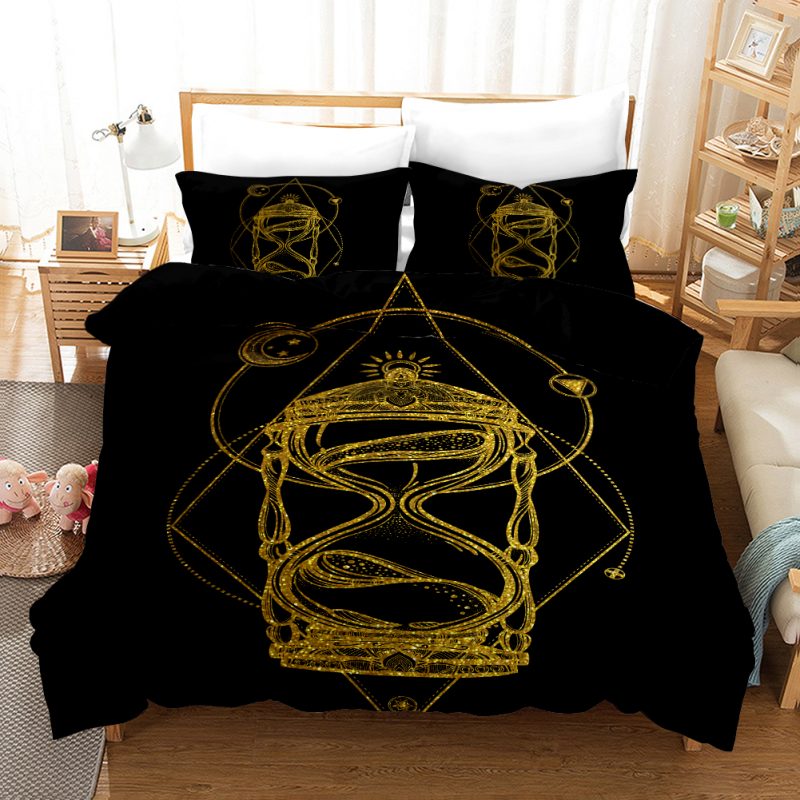 Black Gold 2 Duvet Cover and Pillowcase Set Bedding Set