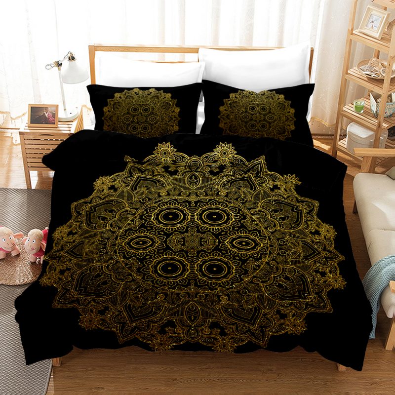 Black Gold 4 Duvet Cover and Pillowcase Set Bedding Set