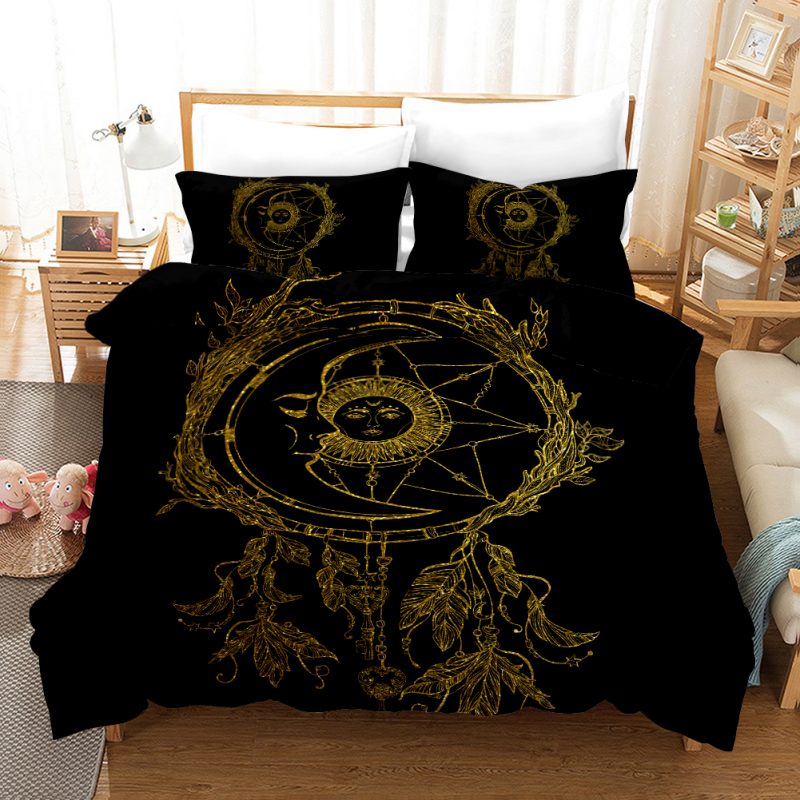 Black Gold 7 Duvet Cover and Pillowcase Set Bedding Set