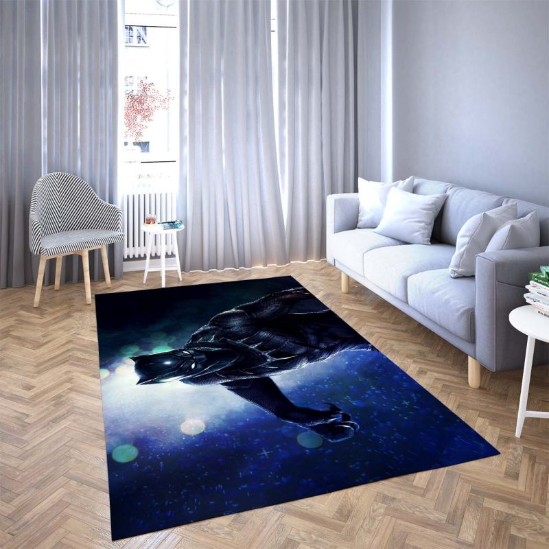 Black Panther Of Marvel Blue Beautiful Carpet Living Room Rugs