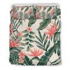 Blossom Tropical Leaves Pattern Print Duvet Cover and Pillowcase Set Bedding Set