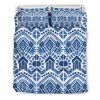 Blue And White Aztec Pattern Print Duvet Cover and Pillowcase Set Bedding Set