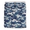 Blue And White Camouflage Print Duvet Cover and Pillowcase Set Bedding Set