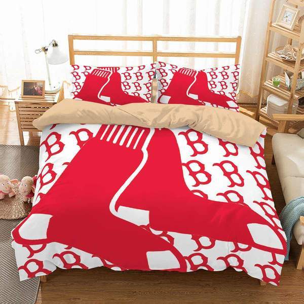 Boston Red Sox Duvet Cover and Pillowcase Set Bedding Set 626