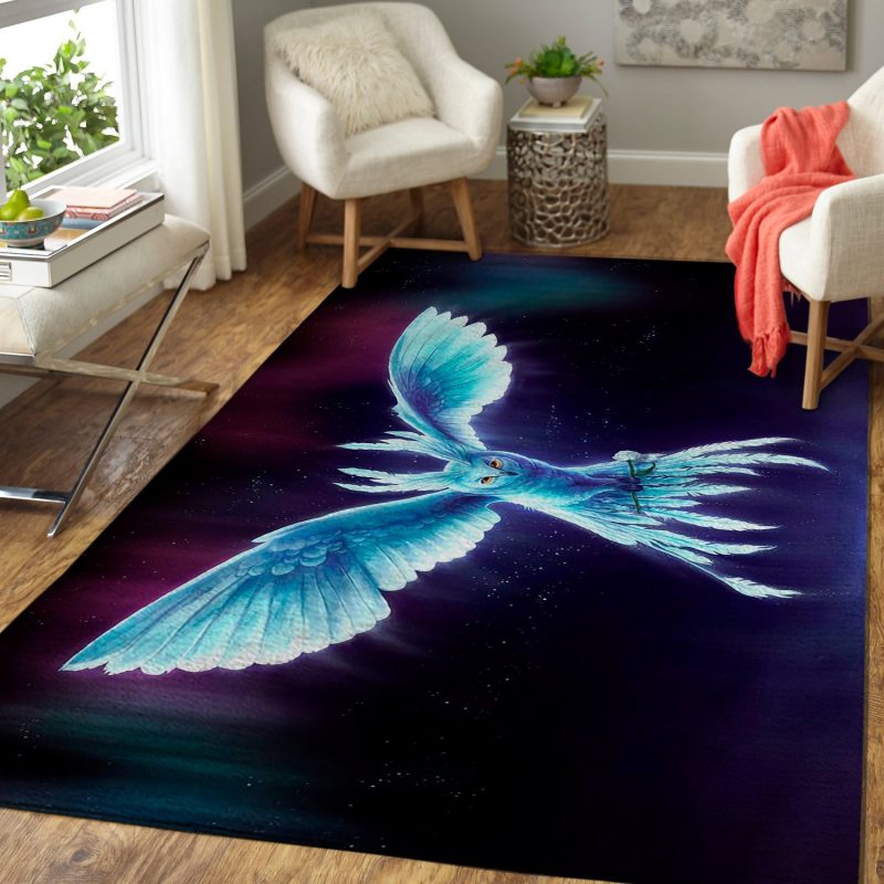 Bright Blue Flying Owl Carpet Living Room Rugs