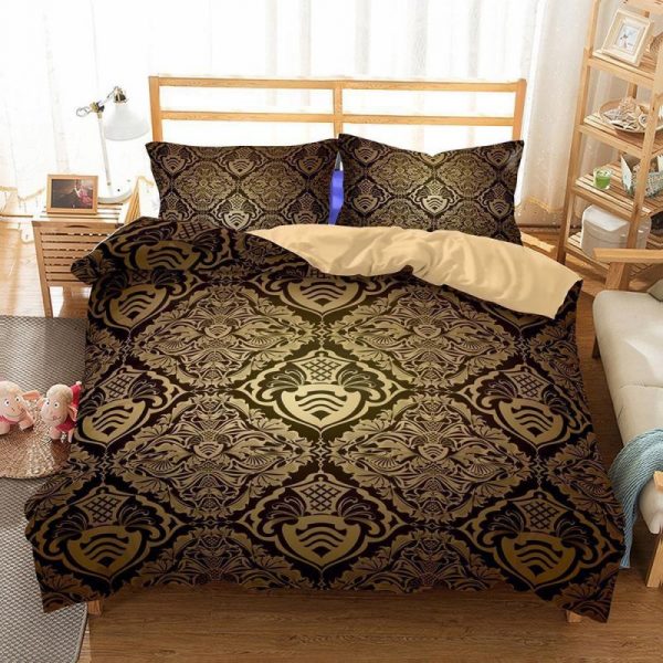 Brown Bohemian Themed Digital Print ding Duvet Cover and Pillowcase Set Bedding Set