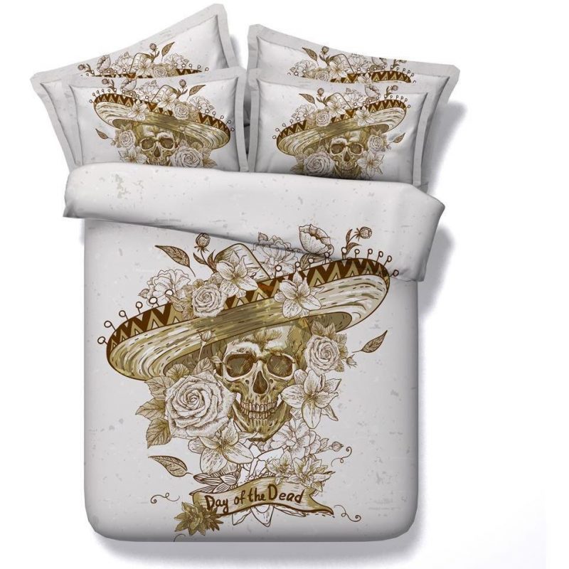 Brown Floral Lady Duvet Cover and Pillowcase Set Bedding Set