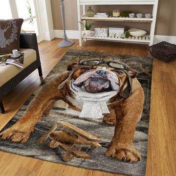 Bull Dog Wearing Glassses Carpet Living Room Rugs