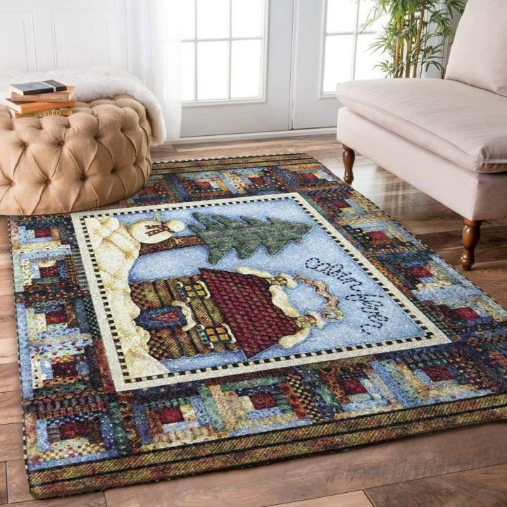 Cabin Snowman Christmas Living Room Rug Carpet