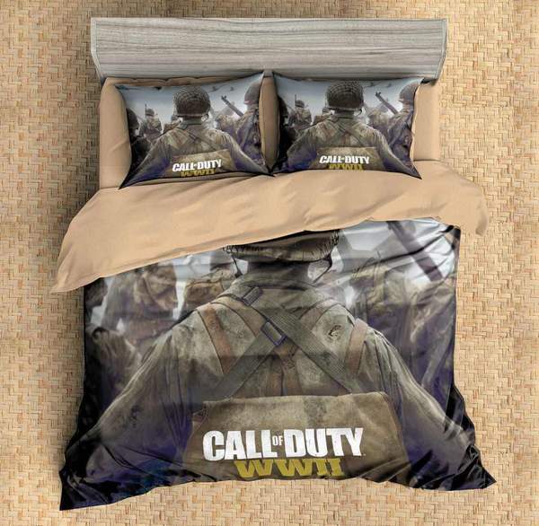 Call Of Duty Ww2 linen Duvet Cover and Pillowcase Set Bedding Set