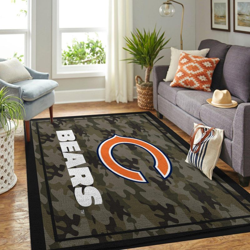 Camo Camouflage Chicago Bears Nfl Limited Edition Rug Carpet Room Carpet Sport Custom Area Floor Home Decor