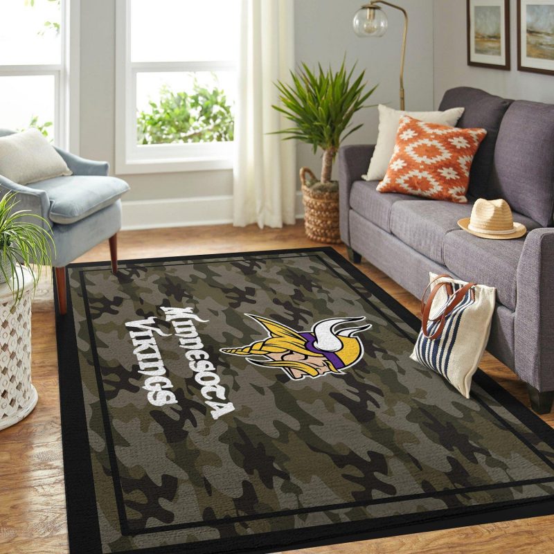 Camo Camouflage Minnesota Vikings Nfl Limited Edition Rug Carpet Room Carpet Sport Custom Area Floor Home Decor 2