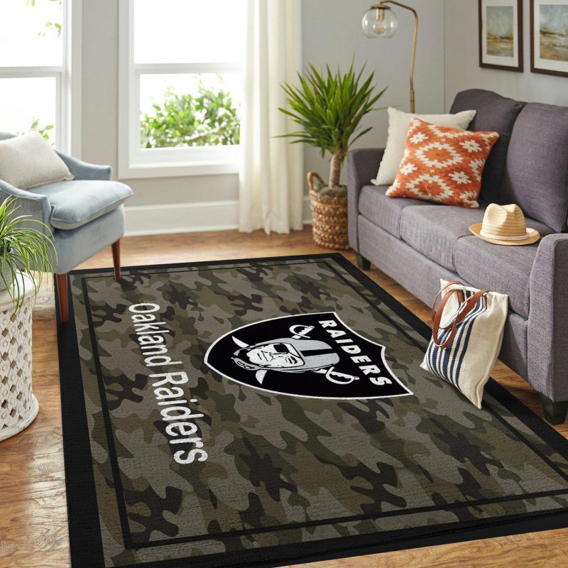 Camo Camouflage Oakland Raiders Nfl Limited Edition Rug Carpet Room Carpet Sport Custom Area Floor Home Decor 2