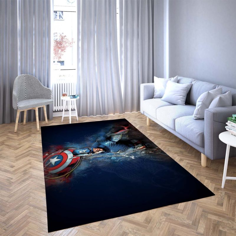 Captain America Blue Black Single Carpet Living Room Rugs