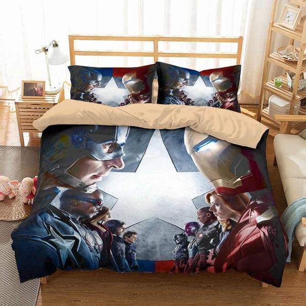 Captain America Civil War Duvet Cover and Pillowcase Set Bedding Set