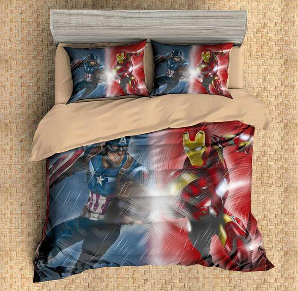 Captain America Vs Iron Man Duvet Cover and Pillowcase Set Bedding Set