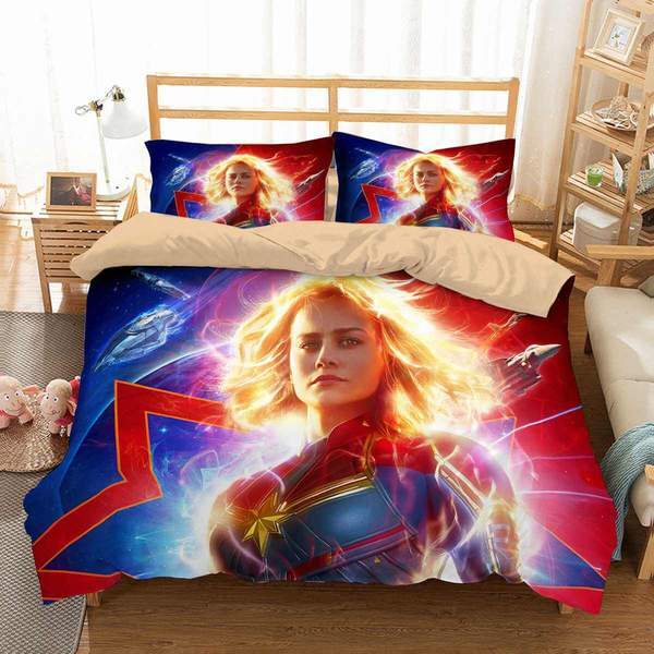 Captain Marvel 2 Duvet Cover and Pillowcase Set Bedding Set 474