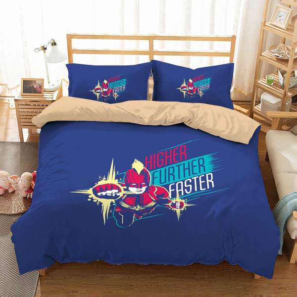 Captain Marvel Duvet Cover and Pillowcase Set Bedding Set 297