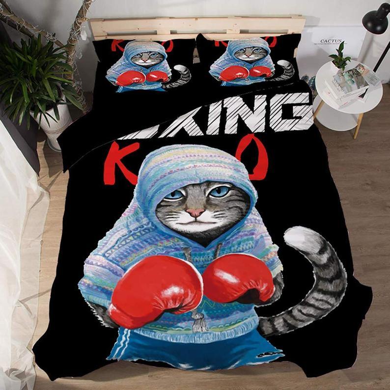 Cat Pattern Duvet Cover and Pillowcase Set Bedding Set