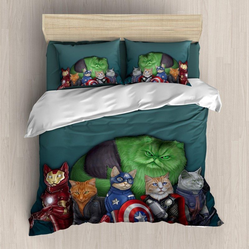 Cat Superhero Duvet Cover and Pillowcase Set Bedding Set