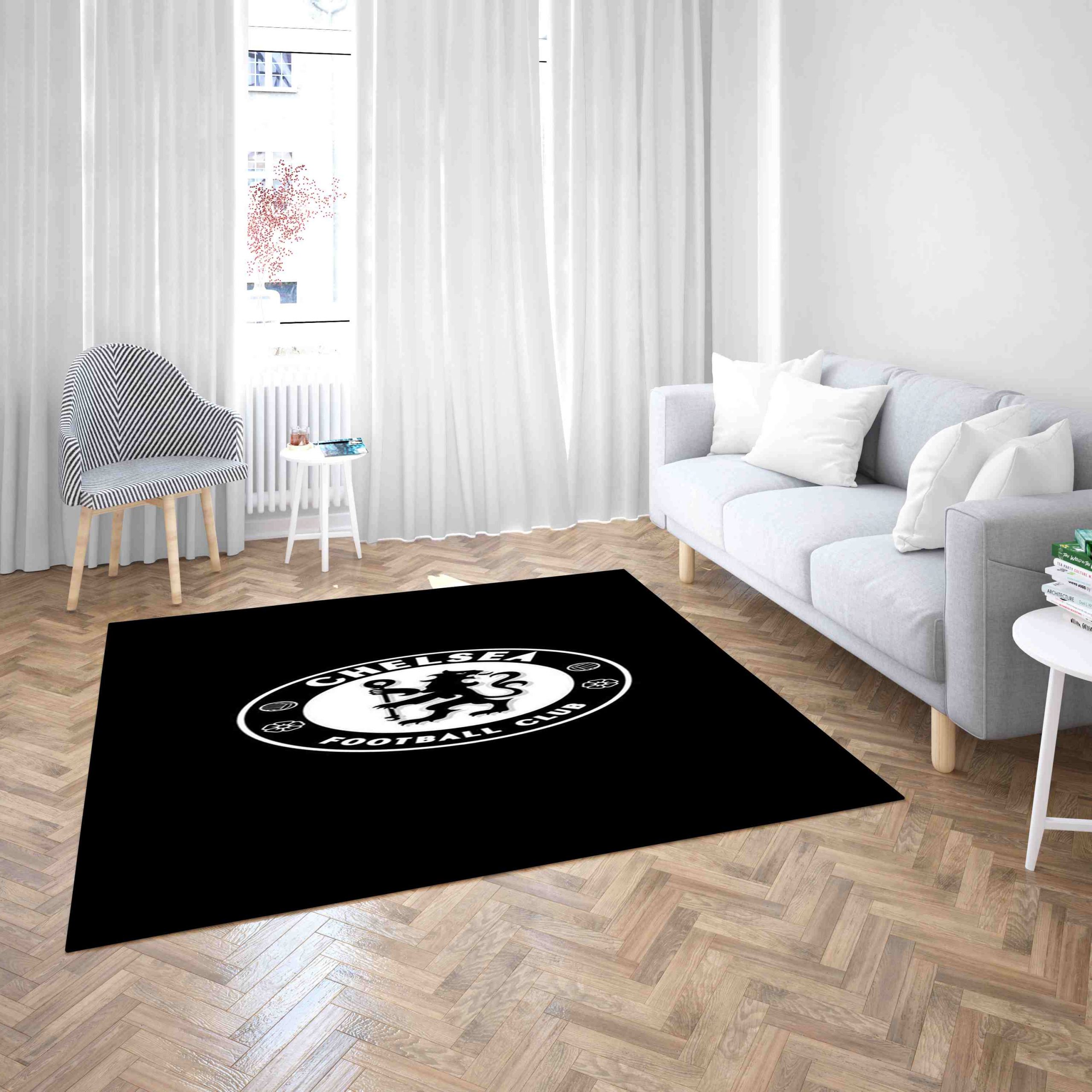 Chelsea Football Club Black Carpet Living Room Rugs