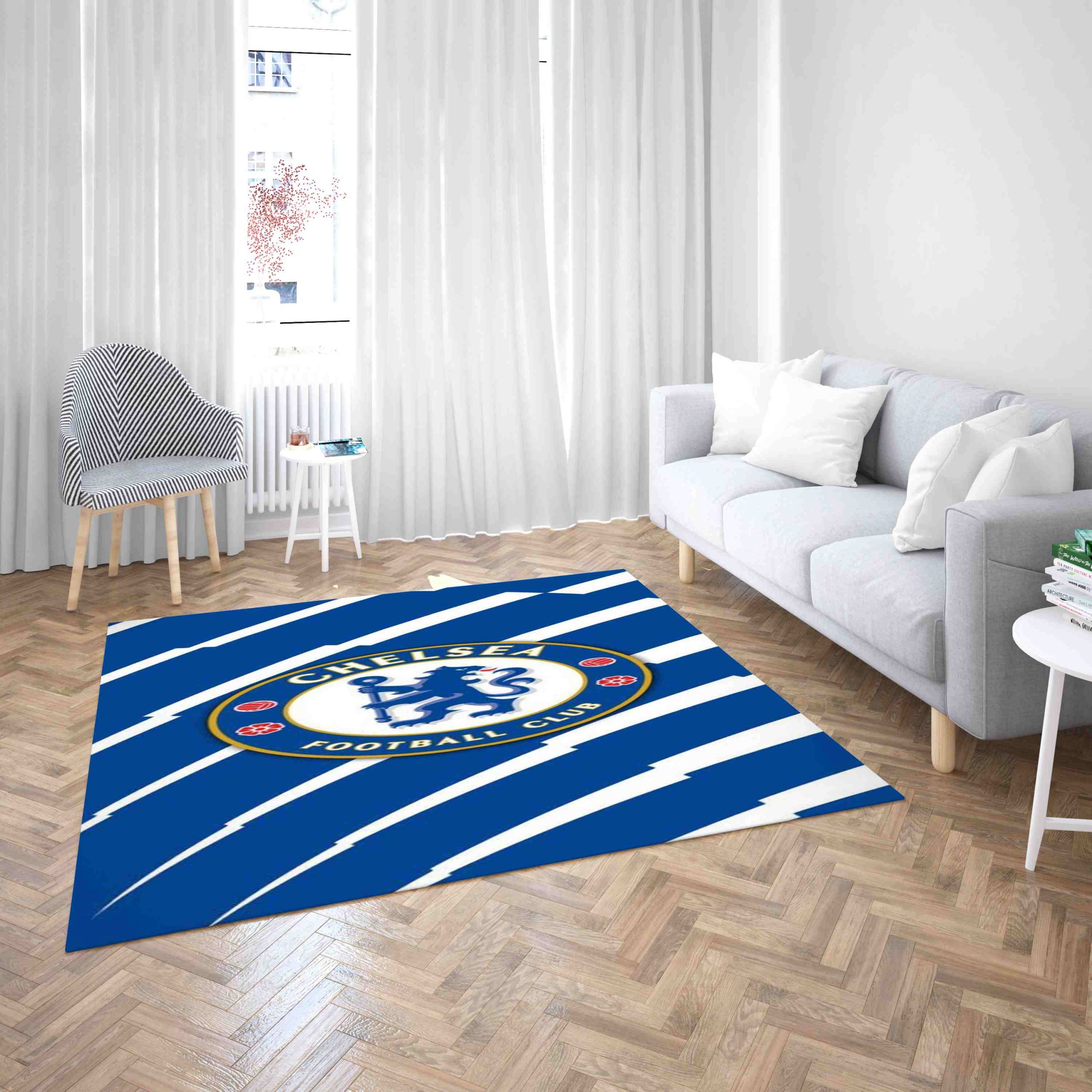 Chelsea Football Club Blue And White Carpet Living Room Rugs