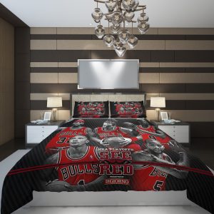 Chicago Bulls team NBA Basketball ize Duvet Cover and Pillowcase Set Bedding Set